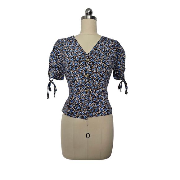 Top Shop Floral Peplum Button Top, Sz 4, PTP: 17in - Picture 1 of 6